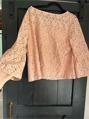 GAP Pink Lace Bell-Sleeve Blouse